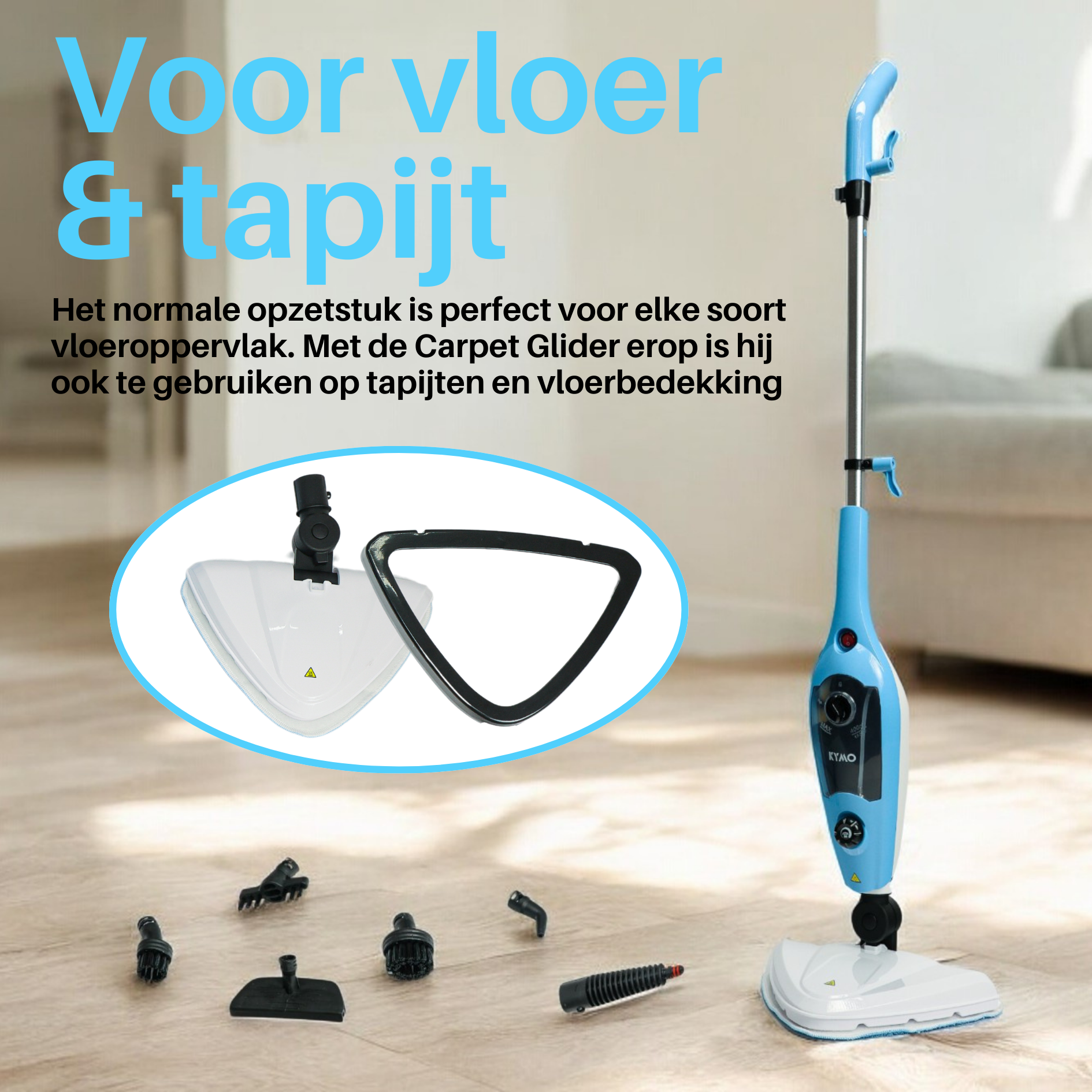 Kymo 9 in 1 Stoommop en Handstoomreiniger