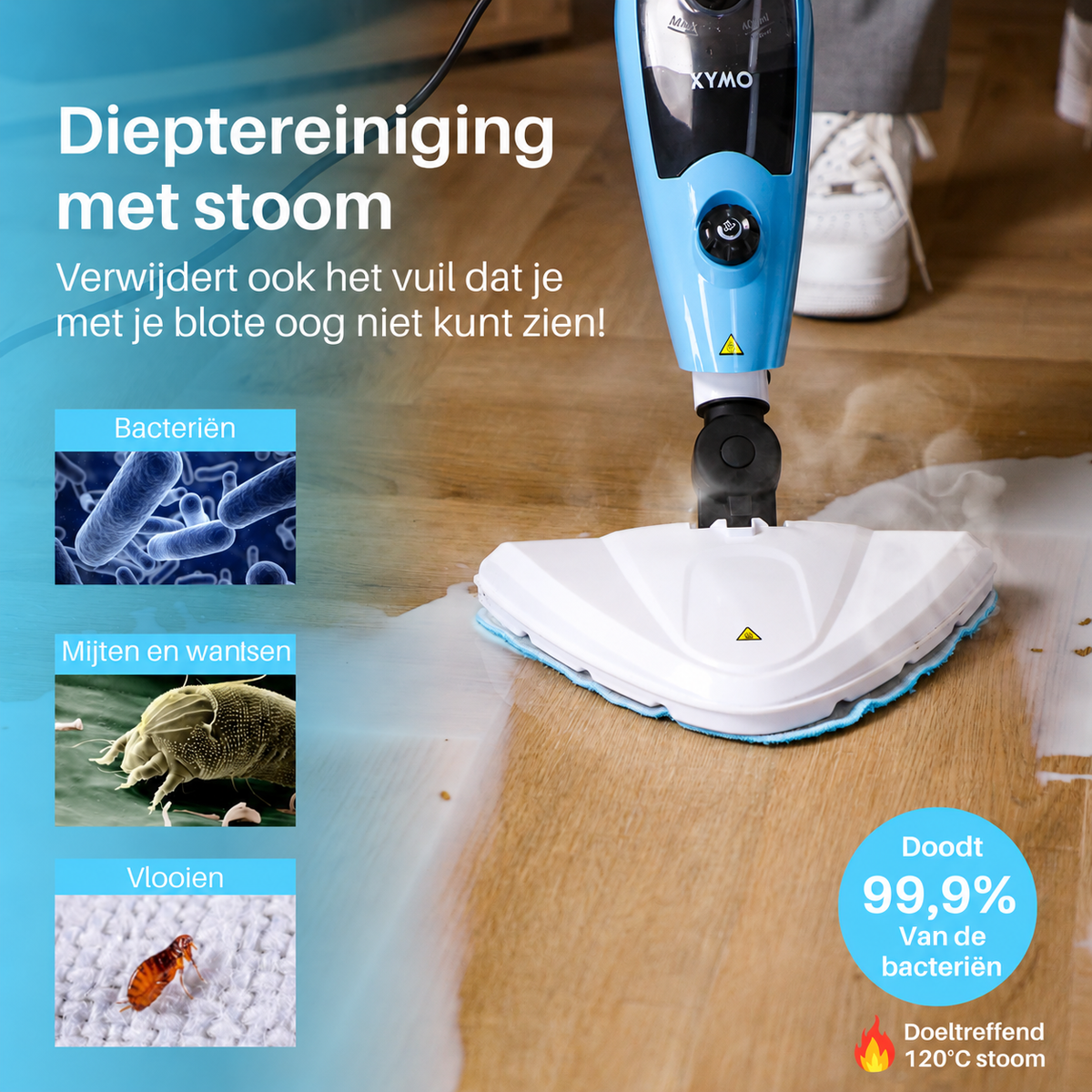 Kymo 9 in 1 Stoommop en Handstoomreiniger