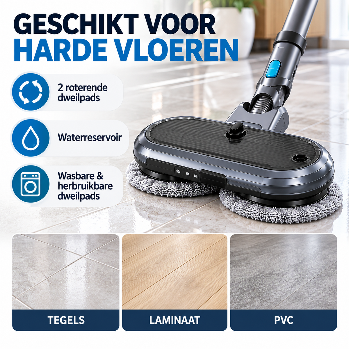 Kymo dweilopzetstuk voor steelstofzuiger