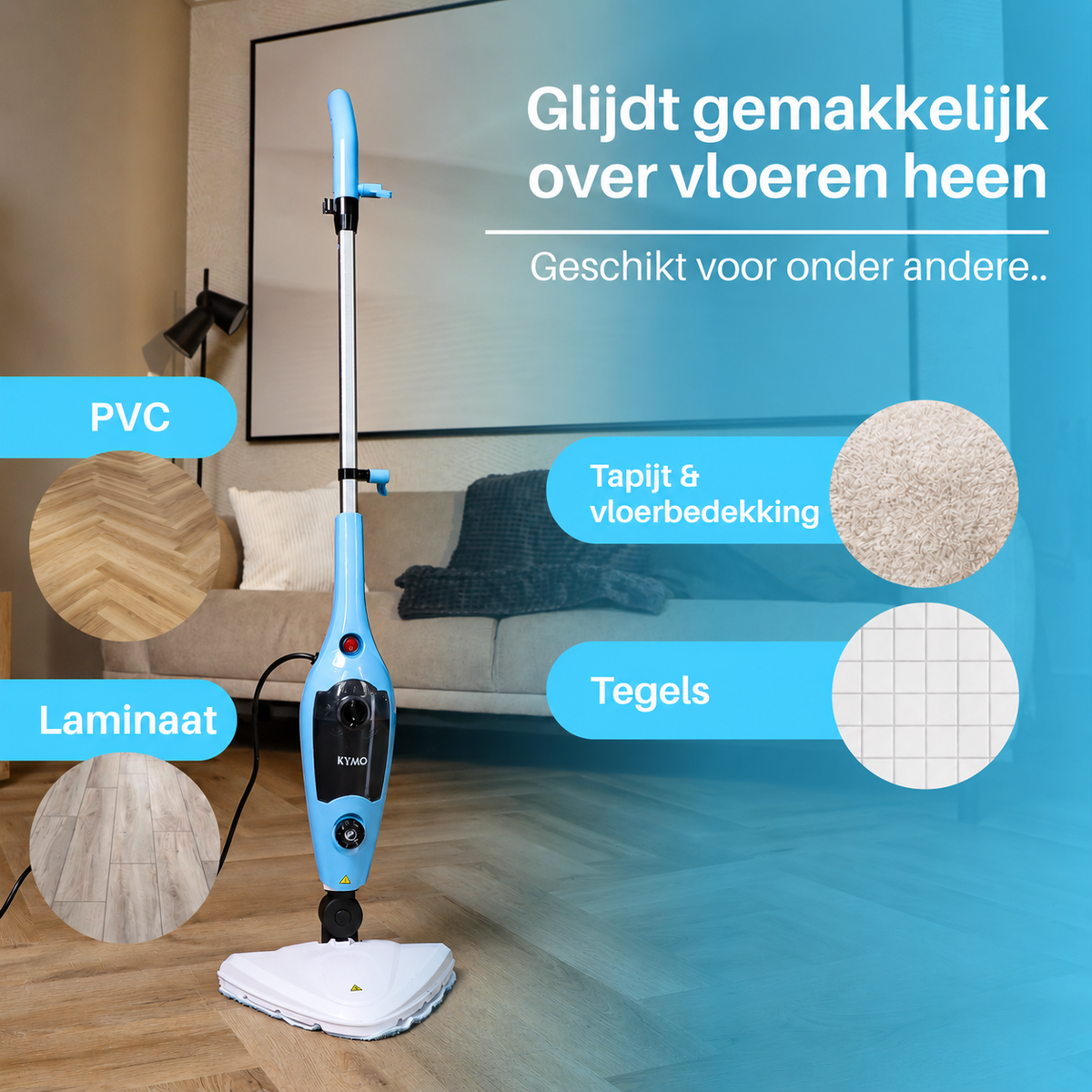Kymo 9 in 1 Stoommop en Handstoomreiniger